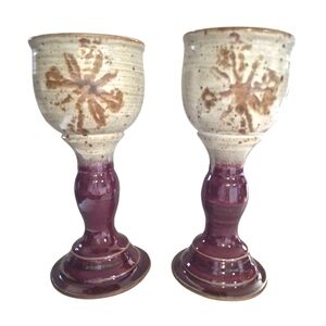 Don Zver Studio Pottery Hand Crafted Pottery Goblets Set Of 2